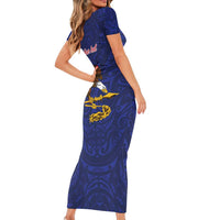 American Samoa Heart Tribal Personalized Short Sleeve Bodycon Dress Polynesian Patterns