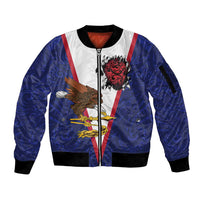 American Samoa Heart Tribal Personalized Sleeve Zip Bomber Jacket Polynesian Patterns