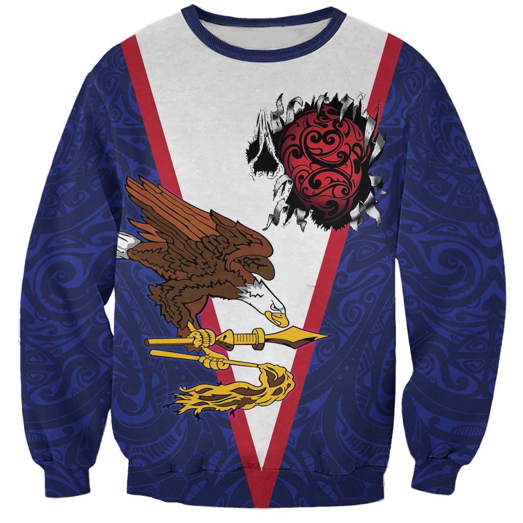 American Samoa Heart Tribal Personalized Sweatshirt Polynesian Patterns