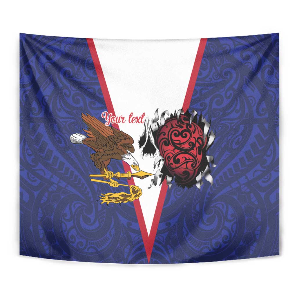 American Samoa Heart Tribal Personalized Tapestry Polynesian Patterns