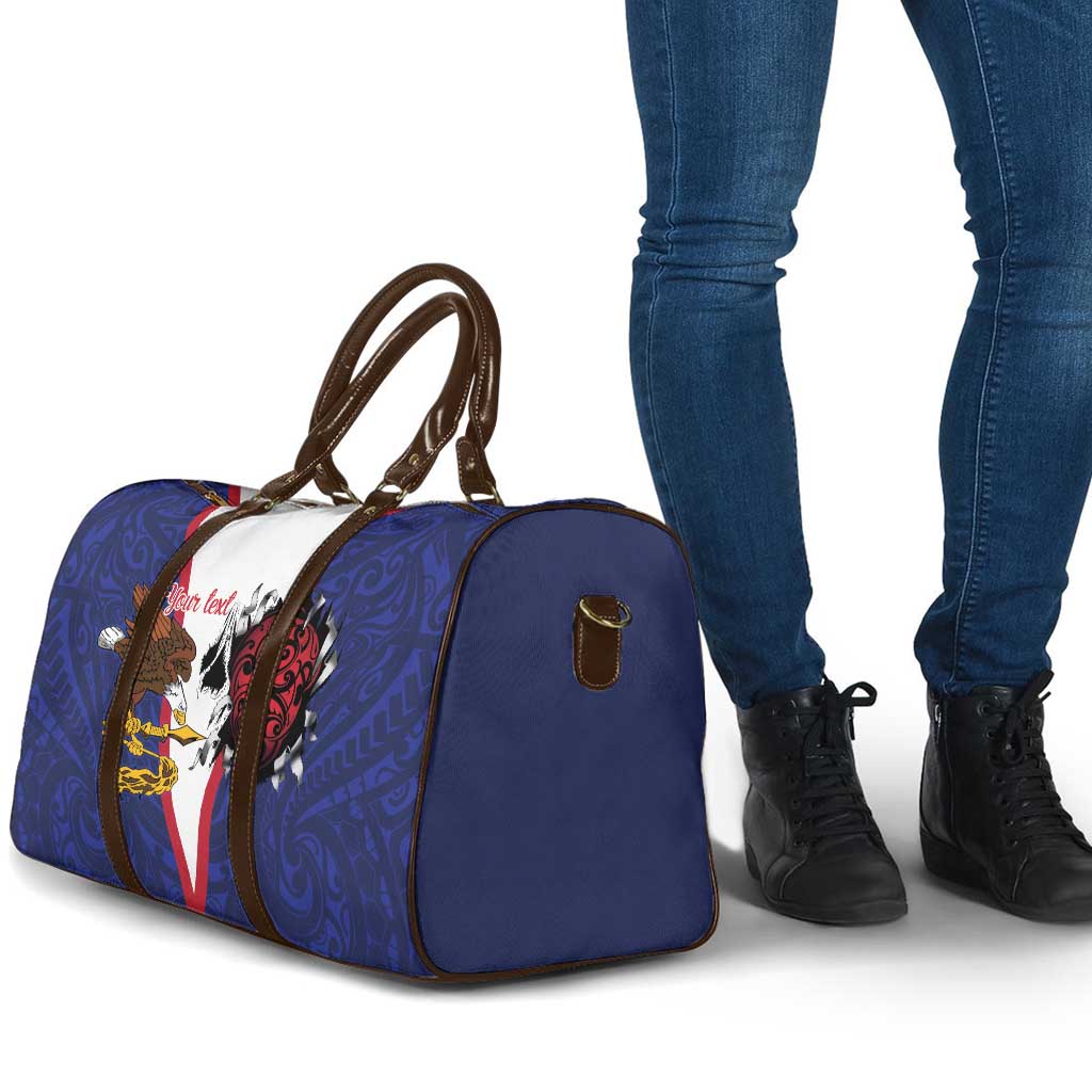 American Samoa Heart Tribal Personalized Travel Bag Polynesian Patterns