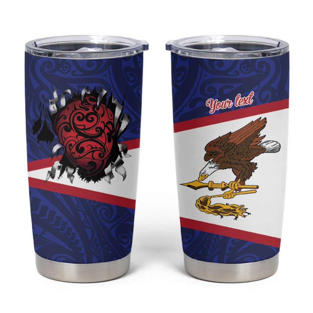 American Samoa Heart Tribal Personalized Tumbler Cup Polynesian Patterns