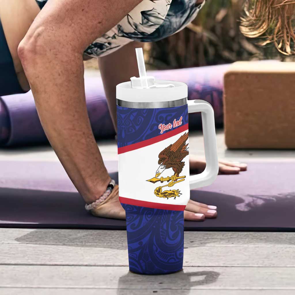 American Samoa Heart Tribal Personalized Tumbler With Handle Polynesian Patterns