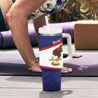 American Samoa Heart Tribal Personalized Tumbler With Handle Polynesian Patterns