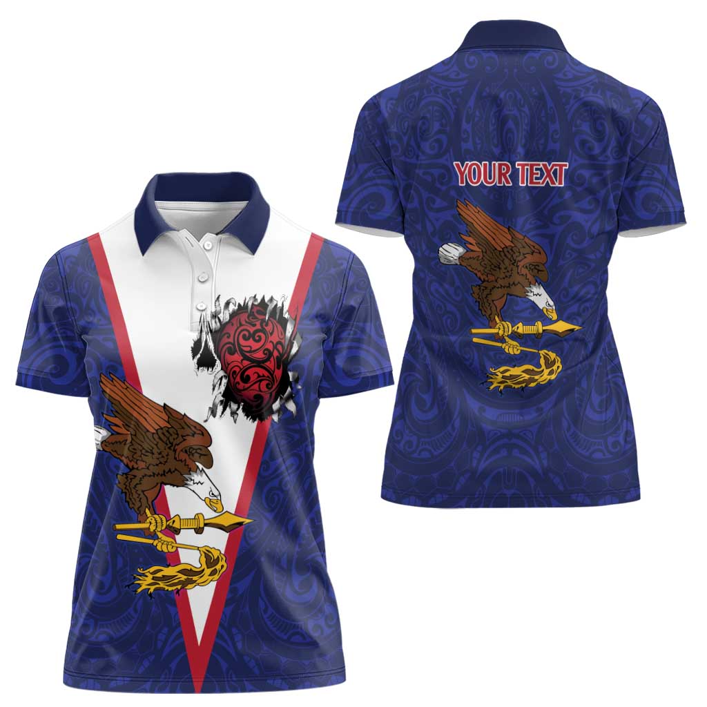 American Samoa Heart Tribal Personalized Women Polo Shirt Polynesian Patterns