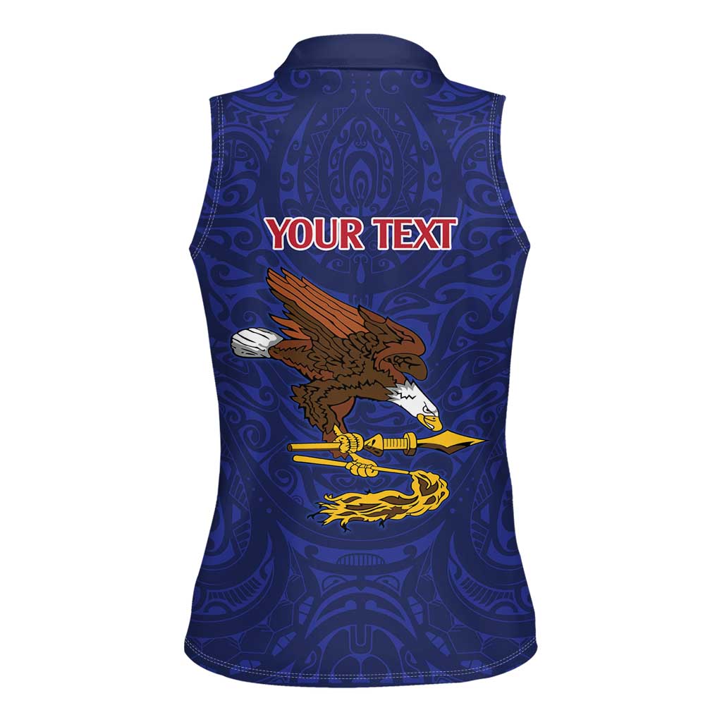 American Samoa Heart Tribal Personalized Women Sleeveless Polo Shirt Polynesian Patterns