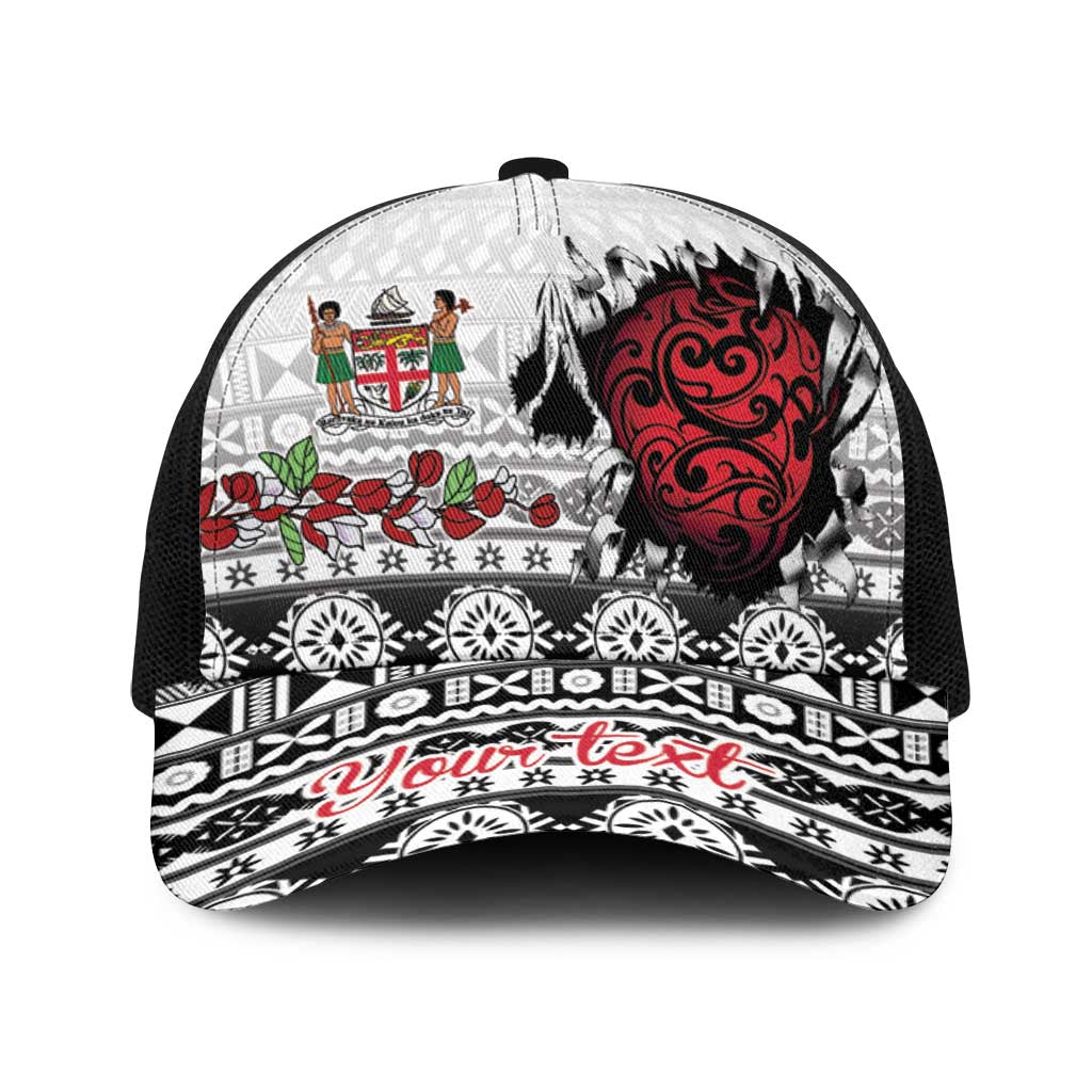 Fiji Heart Tribal Personalised Baseball Net Cap Polynesian Patterns