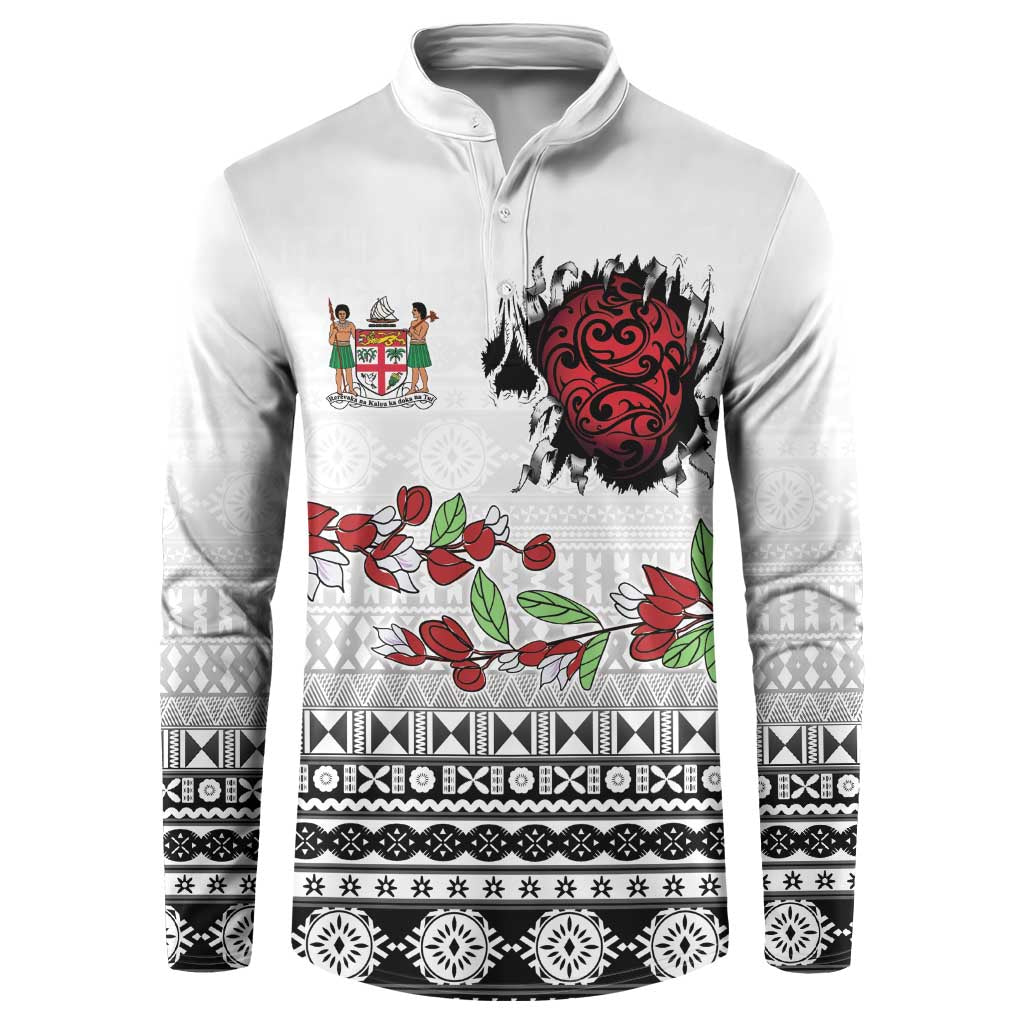 Fiji Heart Tribal Personalised Button Sweatshirt Polynesian Patterns