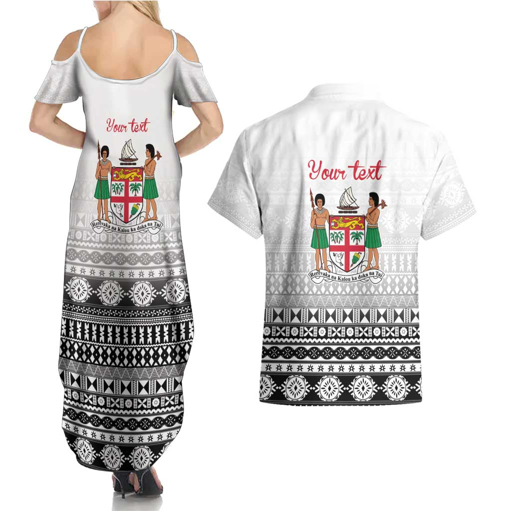 Fiji Heart Tribal Personalised Couples Matching Summer Maxi Dress and Hawaiian Shirt Polynesian Patterns