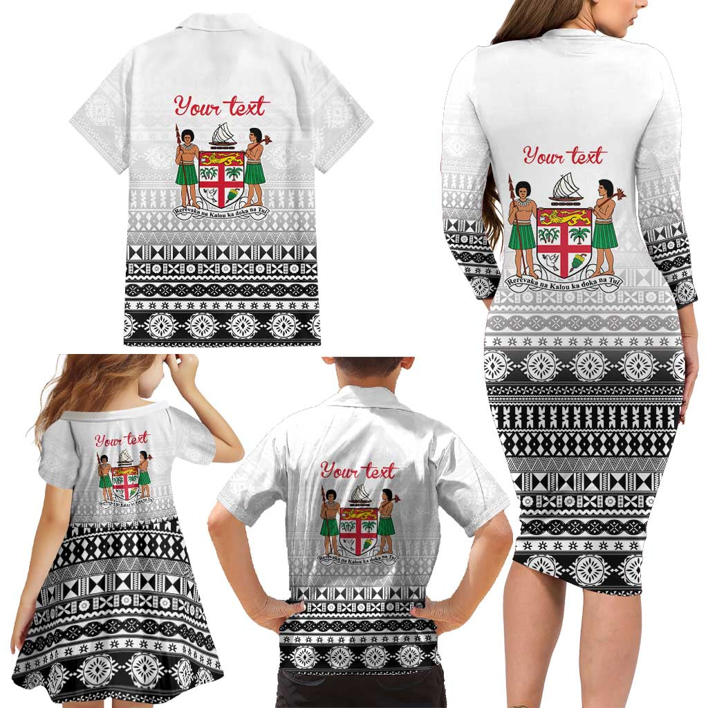 Fiji Heart Tribal Personalised Family Matching Long Sleeve Bodycon Dress and Hawaiian Shirt Polynesian Patterns