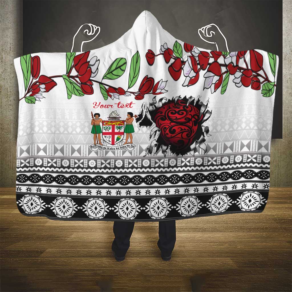 Fiji Heart Tribal Personalised Hooded Blanket Polynesian Patterns