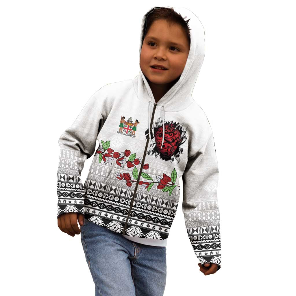 Fiji Heart Tribal Personalised Kid Hoodie Polynesian Patterns