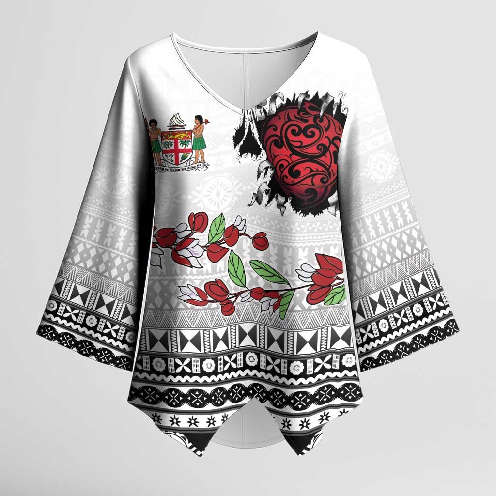 Fiji Heart Tribal Personalised Kimono Sleeve Blouse Polynesian Patterns