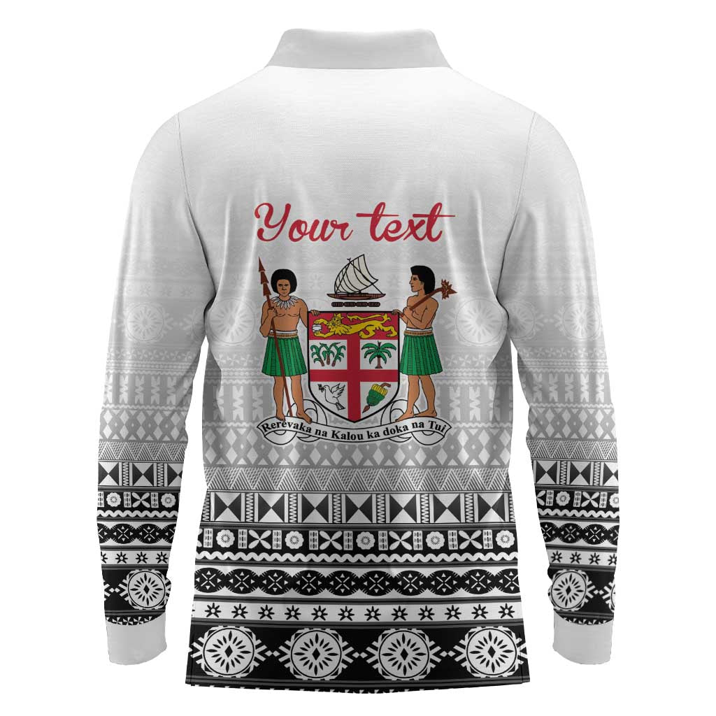 Fiji Heart Tribal Personalised Long Sleeve Polo Shirt Polynesian Patterns