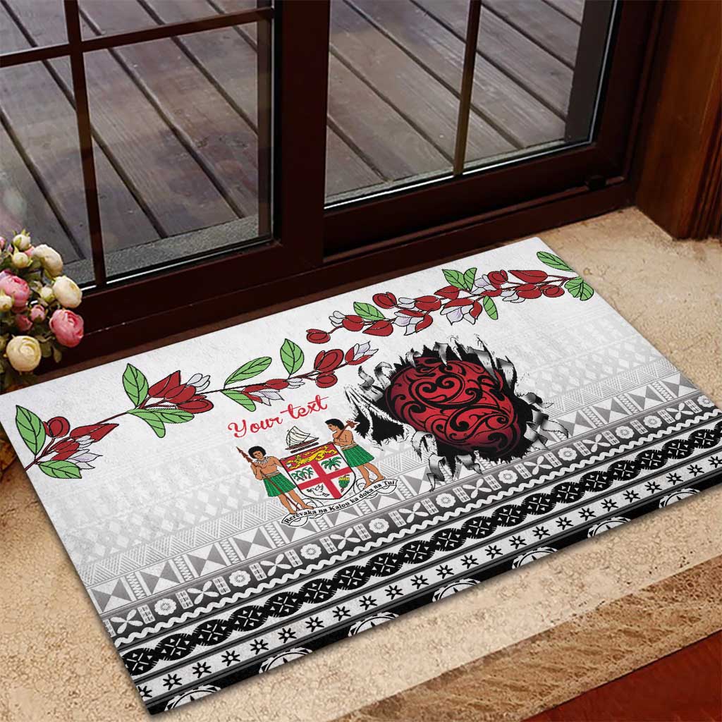 Fiji Heart Tribal Personalised Rubber Doormat Polynesian Patterns