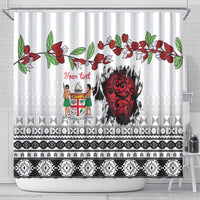Fiji Heart Tribal Personalised Shower Curtain Polynesian Patterns