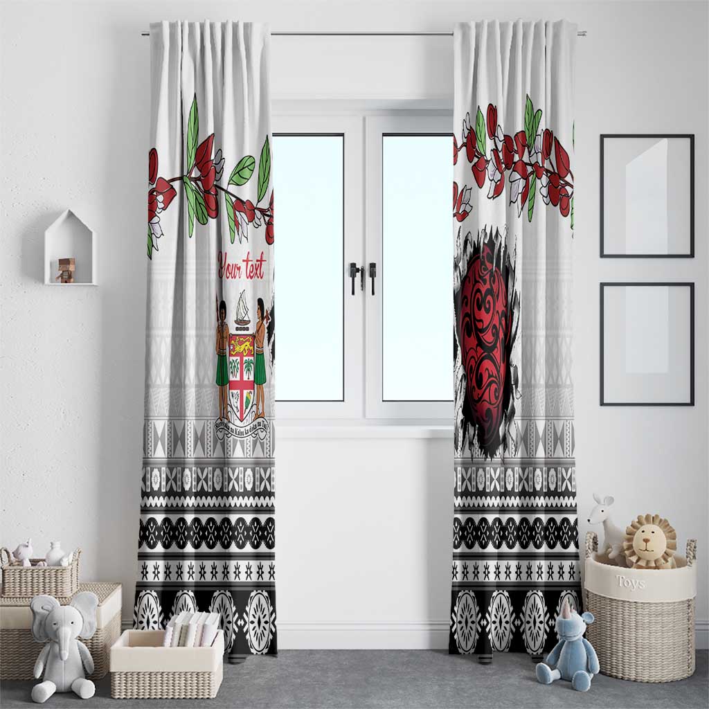 Fiji Heart Tribal Personalised Window Curtain Polynesian Patterns