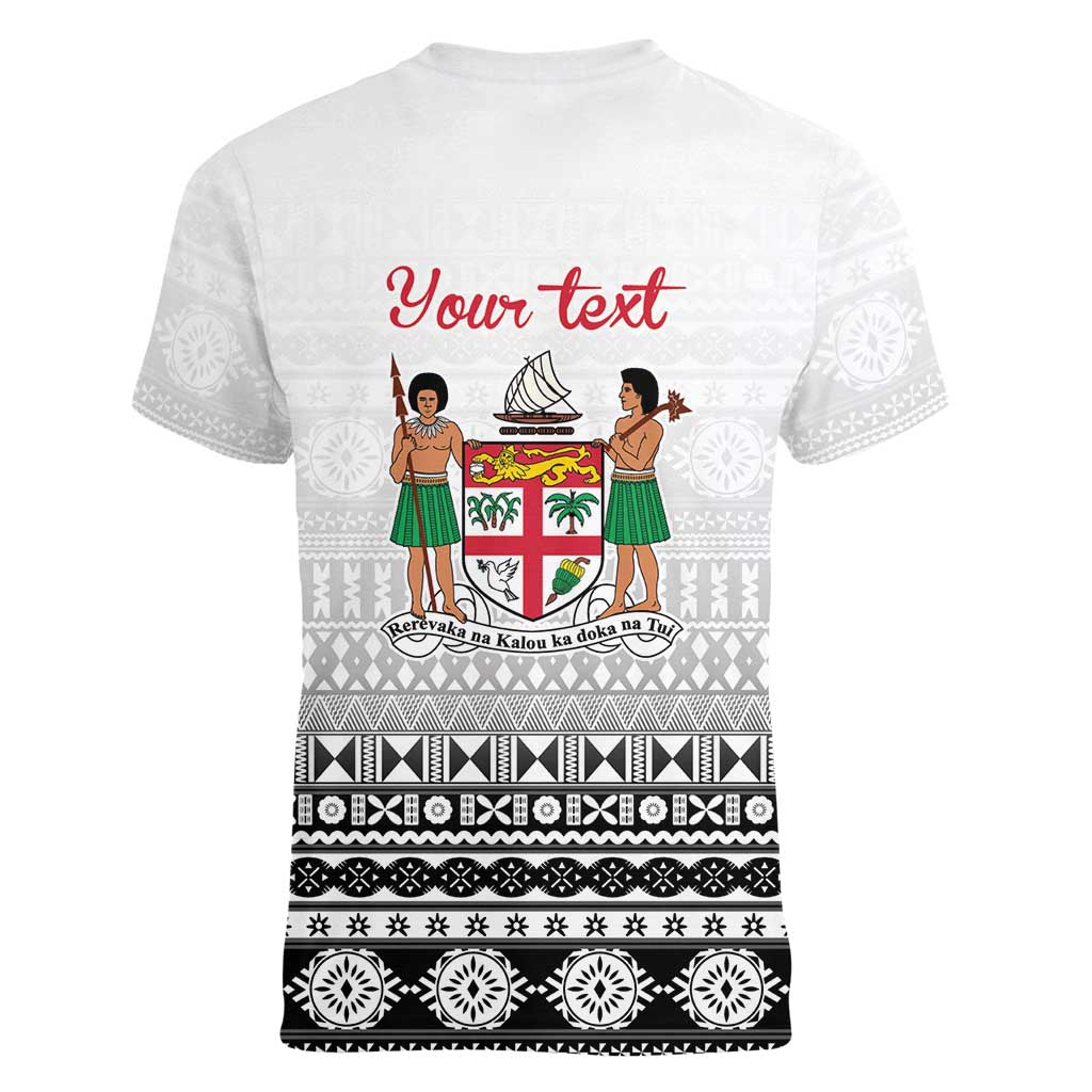 Fiji Heart Tribal Personalised Women V-Neck T-Shirt Polynesian Patterns