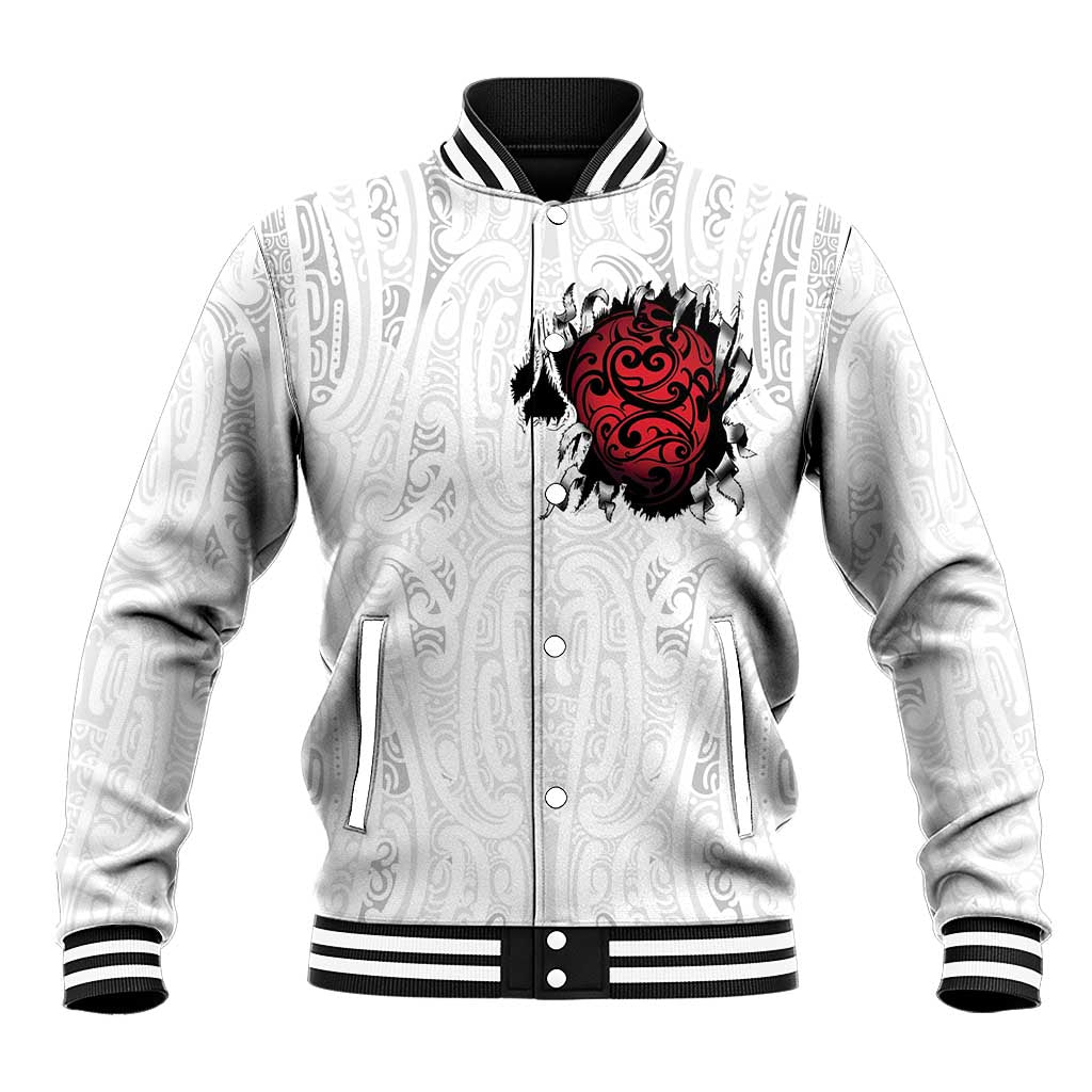 New Zealand Maori Heart Tribal Personalised Baseball Jacket Polynesian Patterns