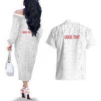 New Zealand Maori Heart Tribal Personalised Couples Matching Off The Shoulder Long Sleeve Dress and Hawaiian Shirt Polynesian Patterns LT9 - Polynesian Pride