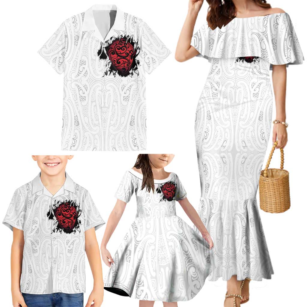 New Zealand Maori Heart Tribal Personalised Family Matching Mermaid Dress and Hawaiian Shirt Polynesian Patterns