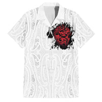 New Zealand Maori Heart Tribal Personalised Family Matching Mermaid Dress and Hawaiian Shirt Polynesian Patterns LT9 Dad's Shirt - Short Sleeve White - Polynesian Pride