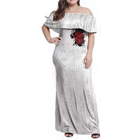 New Zealand Maori Heart Tribal Personalised Family Matching Off Shoulder Maxi Dress and Hawaiian Shirt Polynesian Patterns LT9 Mom's Dress White - Polynesian Pride