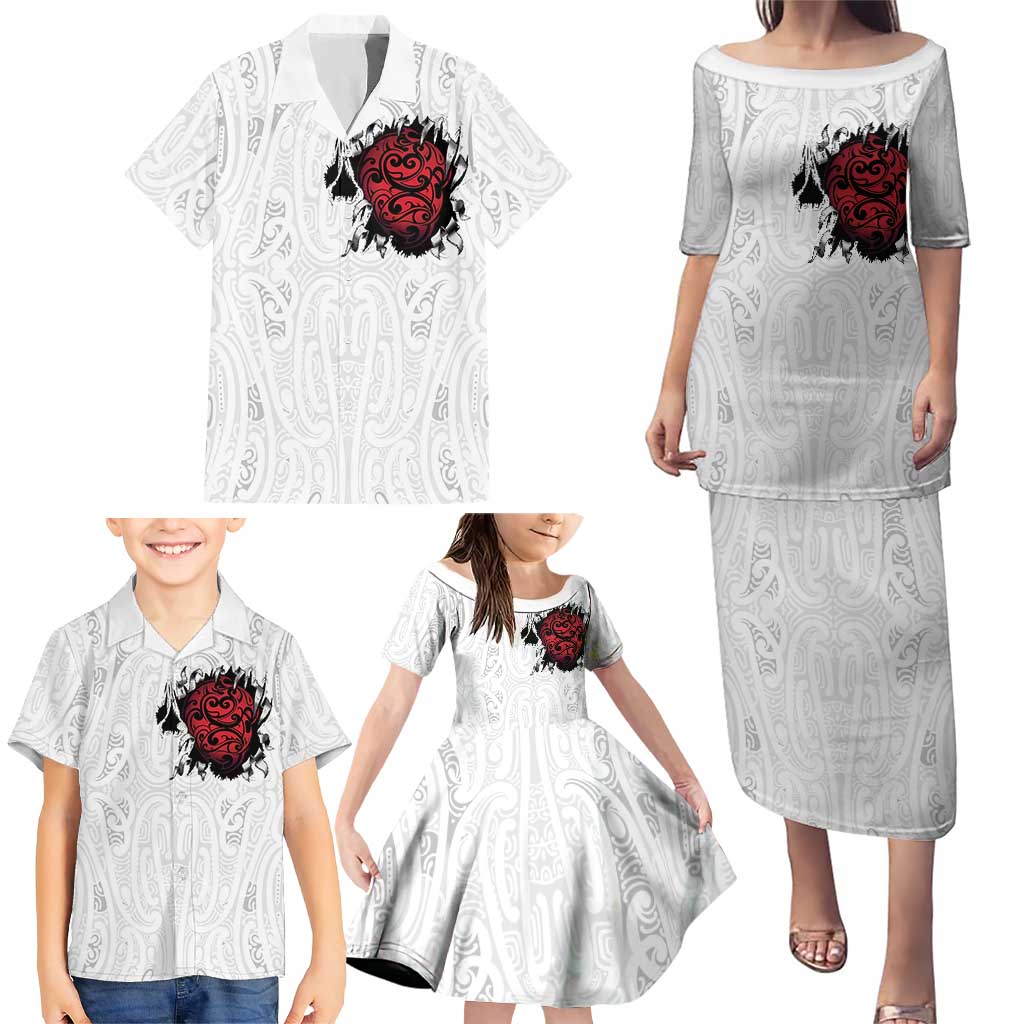 New Zealand Maori Heart Tribal Personalised Family Matching Puletasi and Hawaiian Shirt Polynesian Patterns LT9 - Polynesian Pride