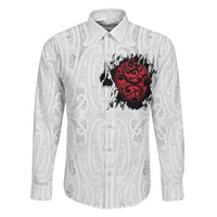 New Zealand Maori Heart Tribal Personalised Family Matching Summer Maxi Dress and Hawaiian Shirt Polynesian Patterns LT9 Dad's Shirt - Long Sleeve White - Polynesian Pride