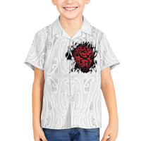 New Zealand Maori Heart Tribal Personalised Family Matching Summer Maxi Dress and Hawaiian Shirt Polynesian Patterns LT9 Son's Shirt White - Polynesian Pride