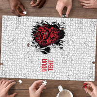 New Zealand Maori Heart Tribal Personalised Puzzle Polynesian Patterns