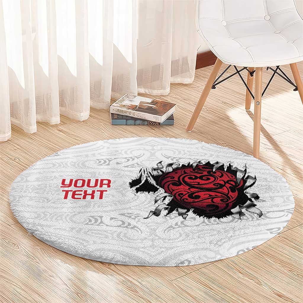 New Zealand Maori Heart Tribal Personalised Round Carpet Polynesian Patterns