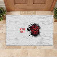 New Zealand Maori Heart Tribal Personalised Rubber Doormat Polynesian Patterns