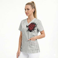 New Zealand Maori Heart Tribal Personalised Scrub Top Polynesian Patterns