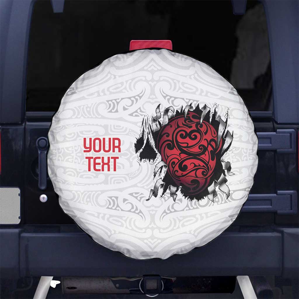 New Zealand Maori Heart Tribal Personalised Spare Tire Cover Polynesian Patterns LT9 No hole White - Polynesian Pride