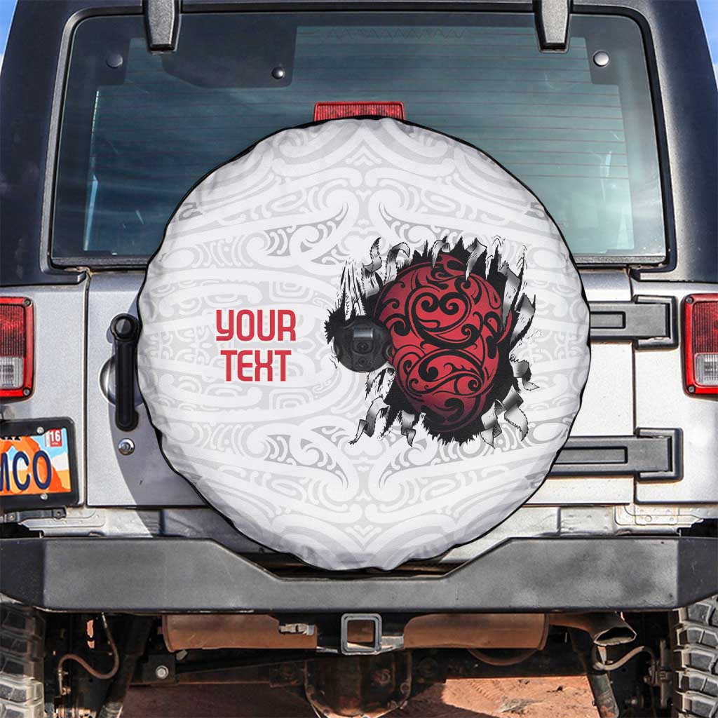 New Zealand Maori Heart Tribal Personalised Spare Tire Cover Polynesian Patterns LT9 White - Polynesian Pride