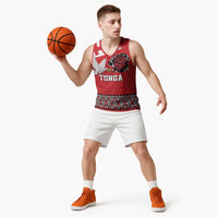 Tonga Heart Tribal Personalised Basketball Jersey Polynesian Patterns