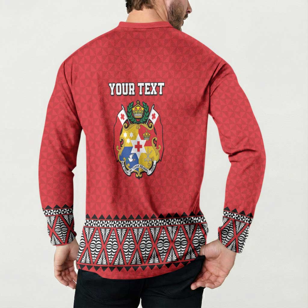Tonga Heart Tribal Personalised Button Sweatshirt Polynesian Patterns