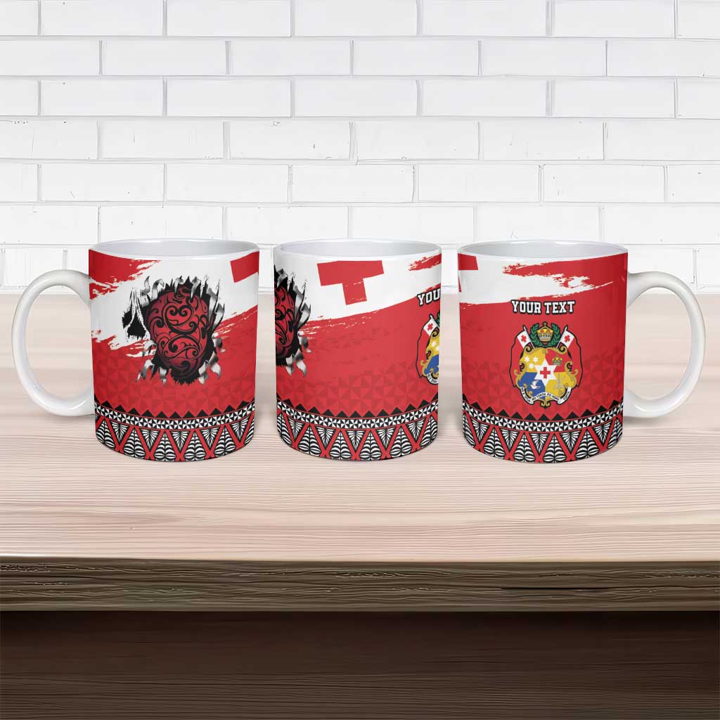 Tonga Heart Tribal Personalised Ceramic Mug Polynesian Patterns