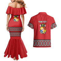 Tonga Heart Tribal Personalised Couples Matching Mermaid Dress and Hawaiian Shirt Polynesian Patterns