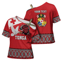 Tonga Heart Tribal Personalised Cross Shoulder Shirt Polynesian Patterns