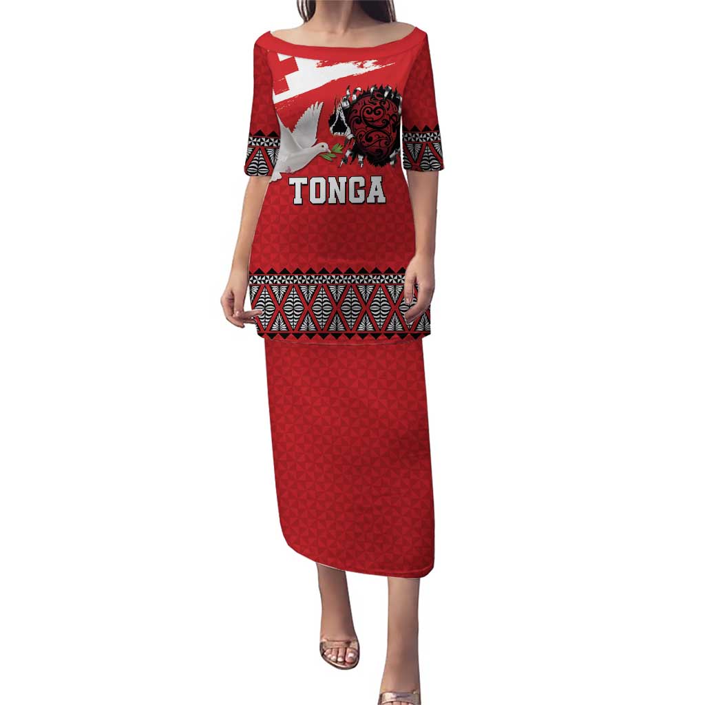 Tonga Heart Tribal Personalised Family Matching Puletasi and Hawaiian Shirt Polynesian Patterns