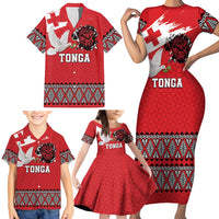 Tonga Heart Tribal Personalised Family Matching Short Sleeve Bodycon Dress and Hawaiian Shirt Polynesian Patterns LT9 - Polynesian Pride