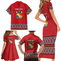 Tonga Heart Tribal Personalised Family Matching Short Sleeve Bodycon Dress and Hawaiian Shirt Polynesian Patterns LT9 - Polynesian Pride