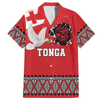 Tonga Heart Tribal Personalised Family Matching Short Sleeve Bodycon Dress and Hawaiian Shirt Polynesian Patterns LT9 Dad's Shirt - Short Sleeve Red - Polynesian Pride