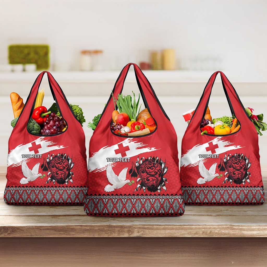 Tonga Heart Tribal Personalised Grocery Bag Polynesian Patterns