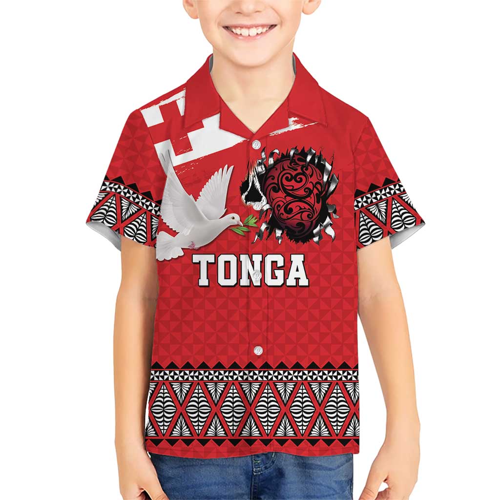 Tonga Heart Tribal Personalised Kid Hawaiian Shirt Polynesian Patterns