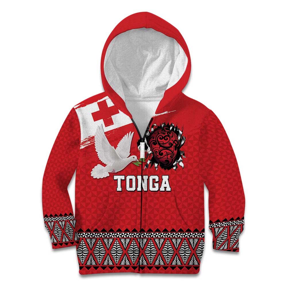 Tonga Heart Tribal Personalised Kid Hoodie Polynesian Patterns