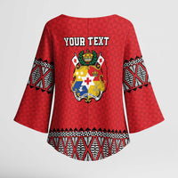 Tonga Heart Tribal Personalised Kimono Sleeve Blouse Polynesian Patterns