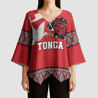 Tonga Heart Tribal Personalised Kimono Sleeve Blouse Polynesian Patterns